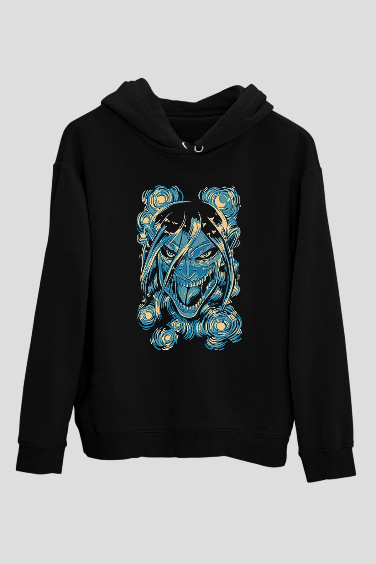 Attack On Titan Baskılı Unisex Siyah Hoodie