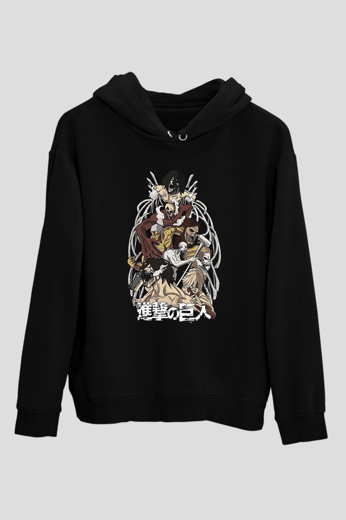 Attack On Titan Baskılı Unisex Siyah Hoodie