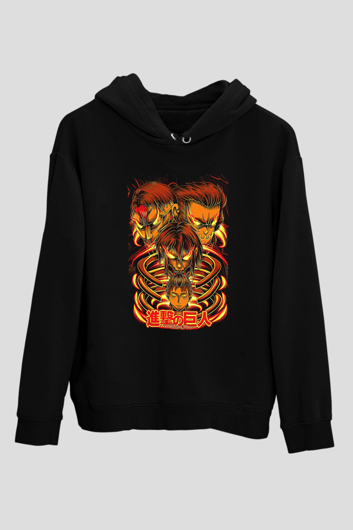 Attack On Titan Baskılı Unisex Siyah Hoodie