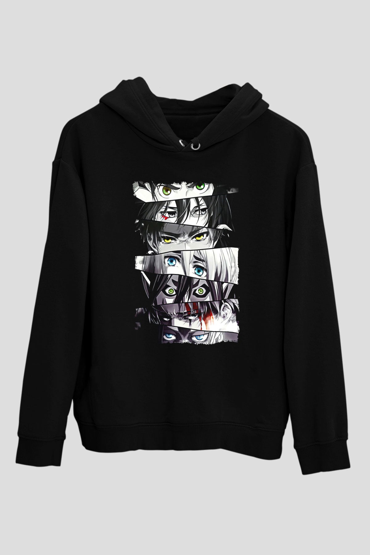 Attack On Titan Baskılı Unisex Siyah Hoodie