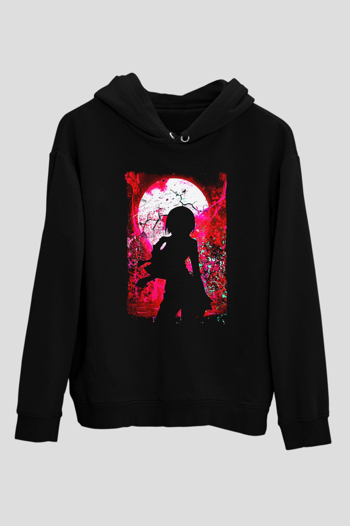 Attack On Titan Baskılı Unisex Siyah Hoodie