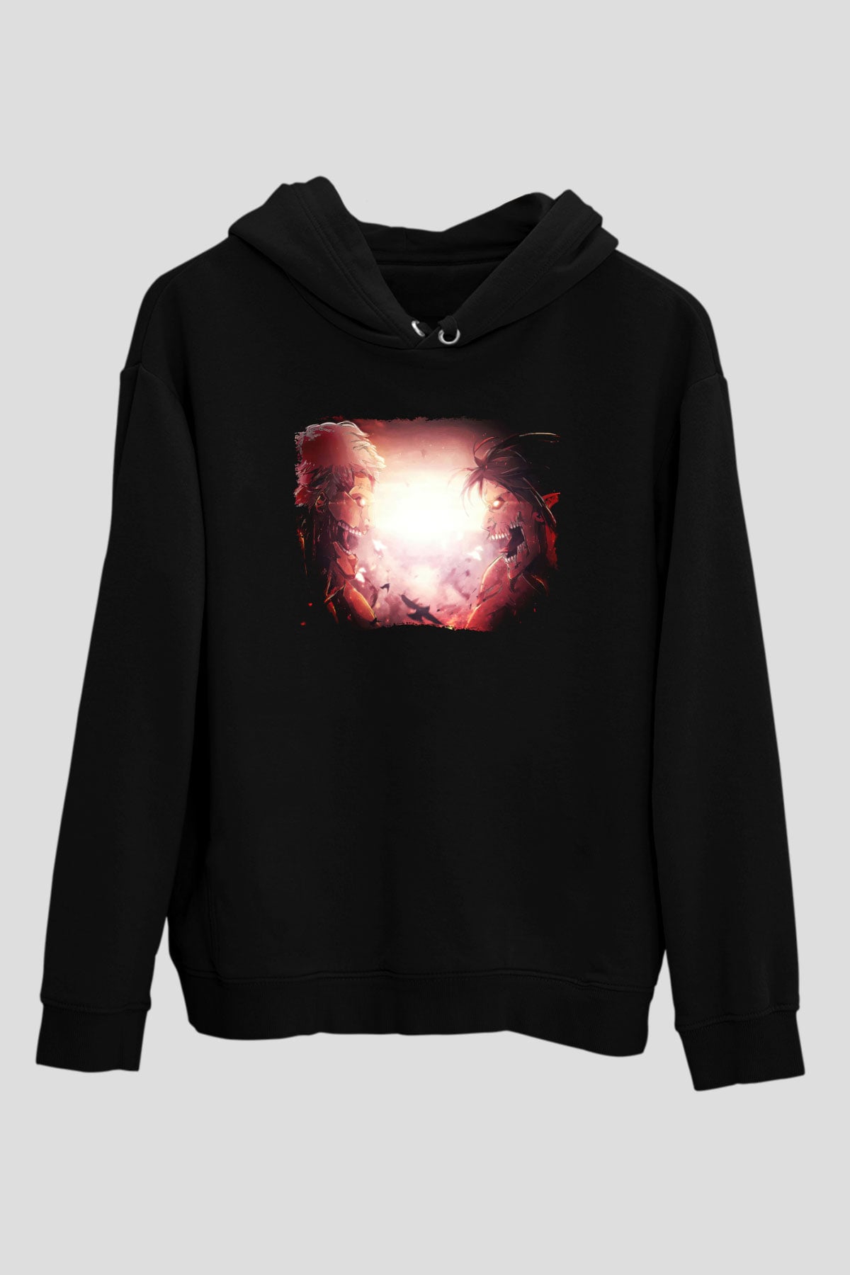 Attack On Titan Baskılı Unisex Siyah Hoodie