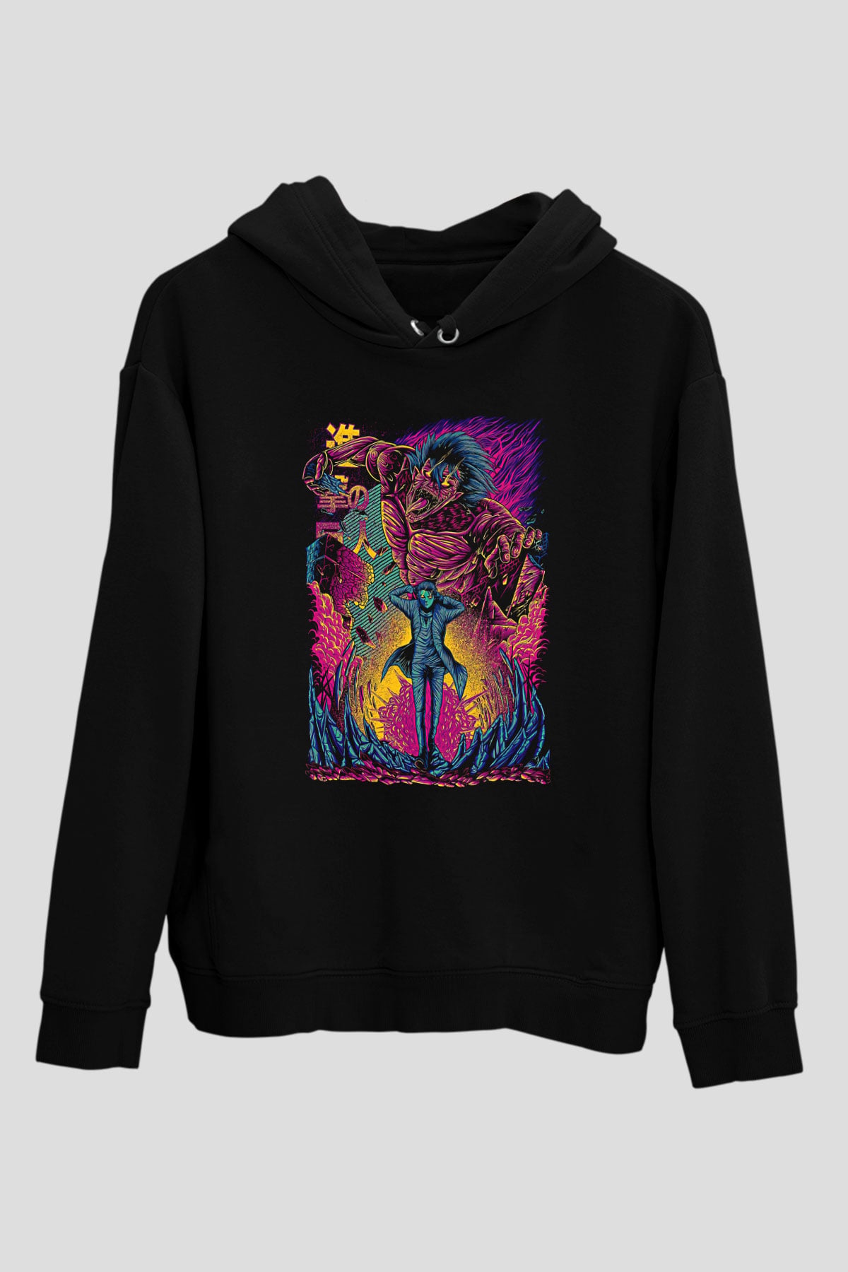 Attack On Titan Baskılı Unisex Siyah Hoodie