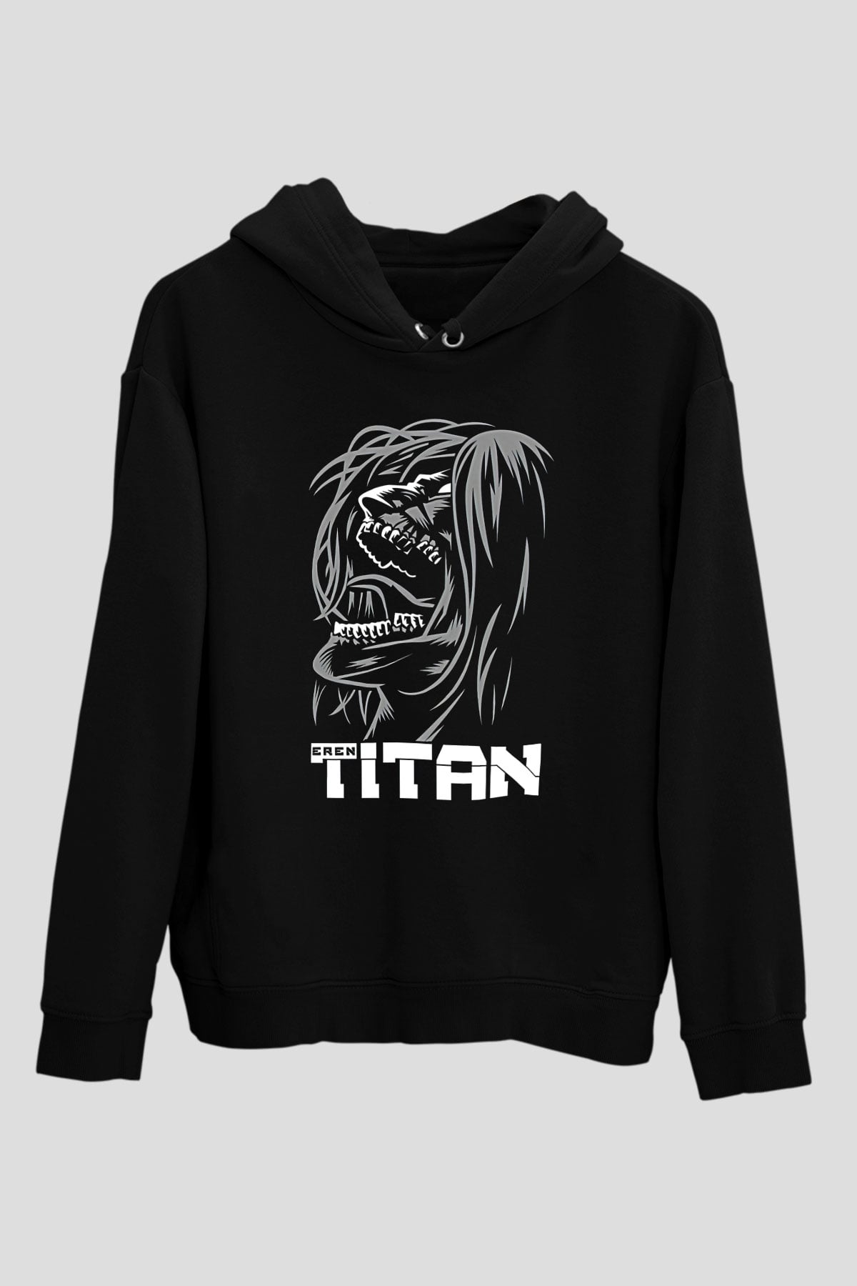 Attack On Titan Baskılı Unisex Siyah Hoodie