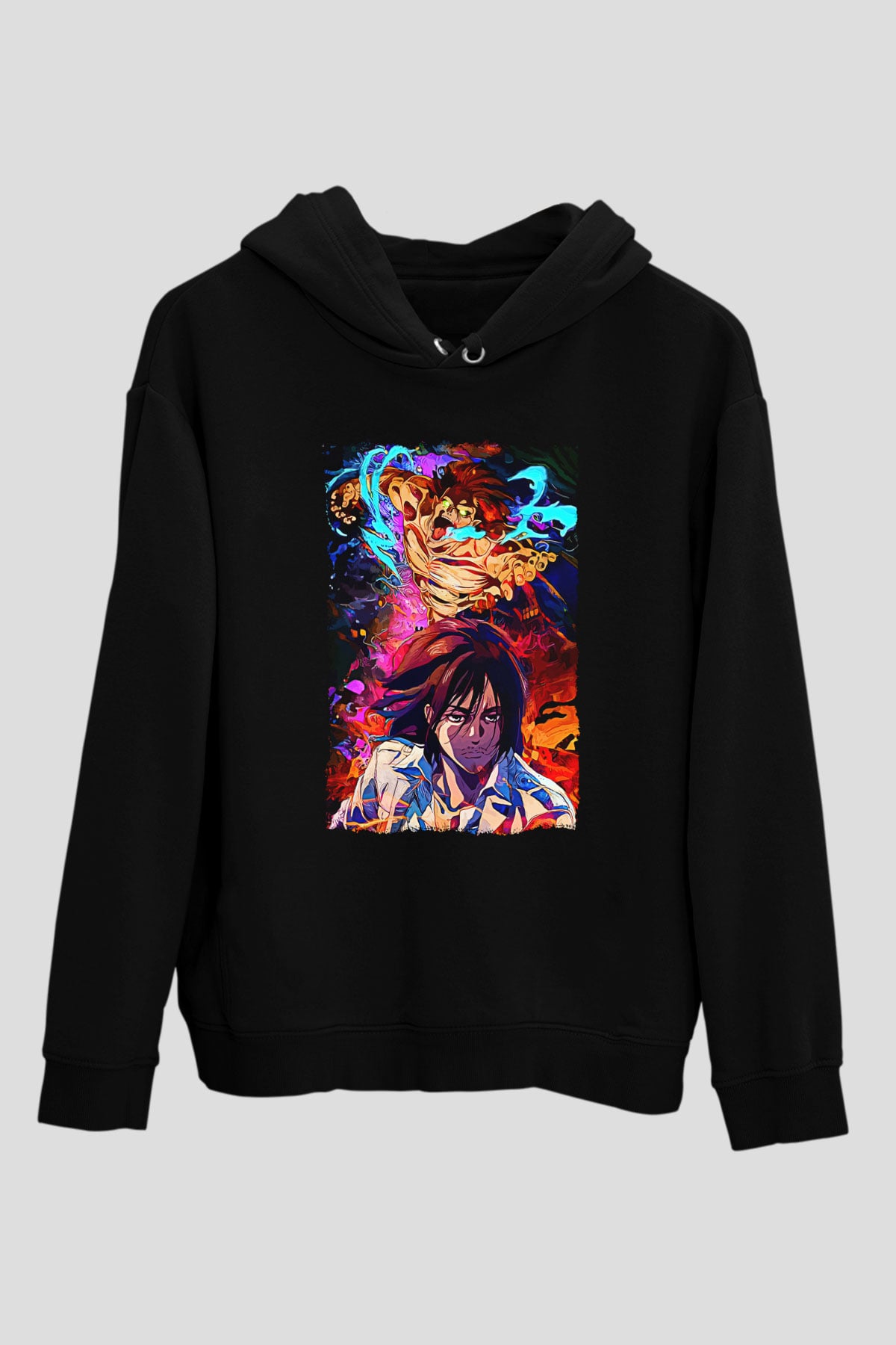 Attack On Titan Baskılı Unisex Siyah Hoodie