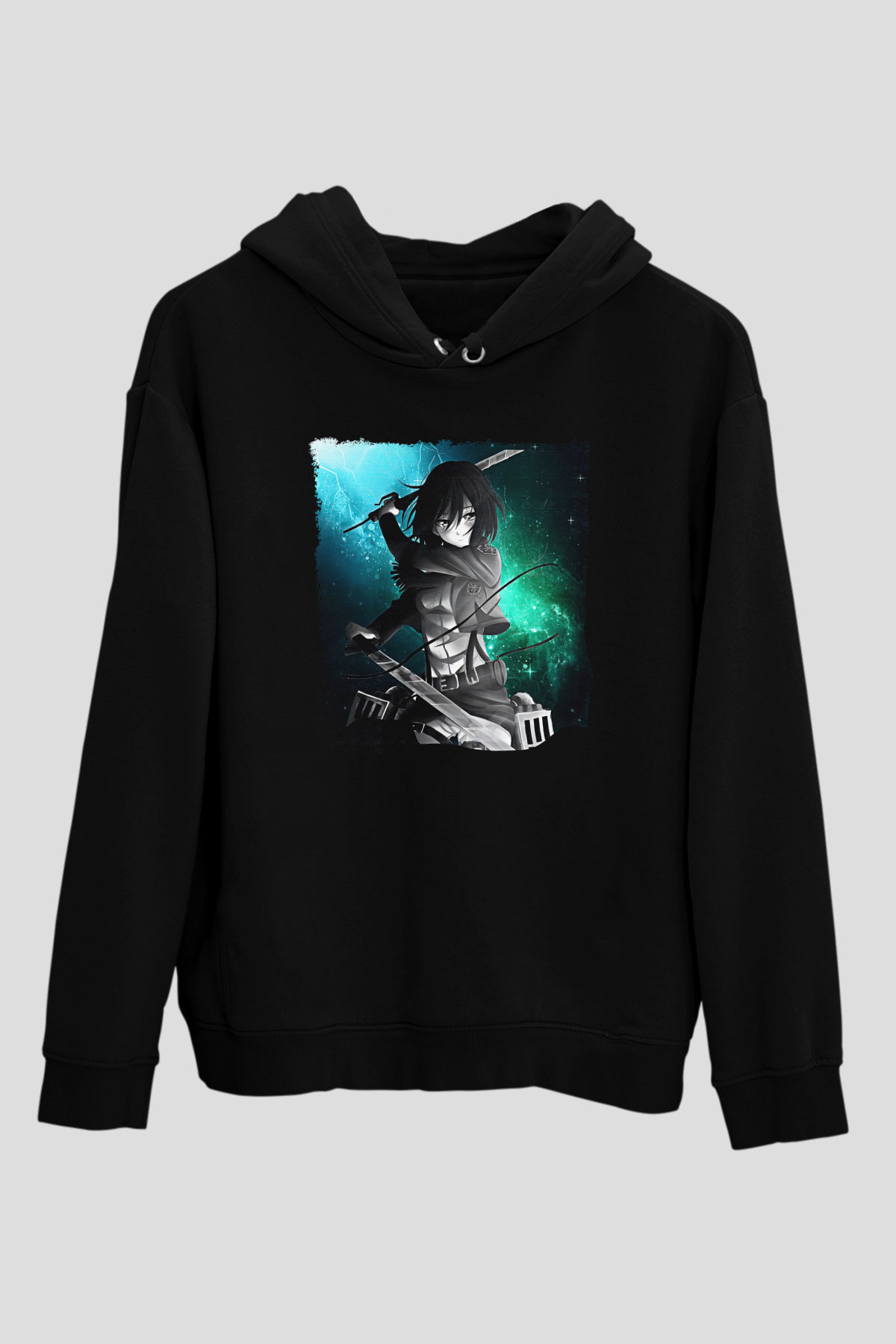 Attack On Titan Baskılı Unisex Siyah Hoodie