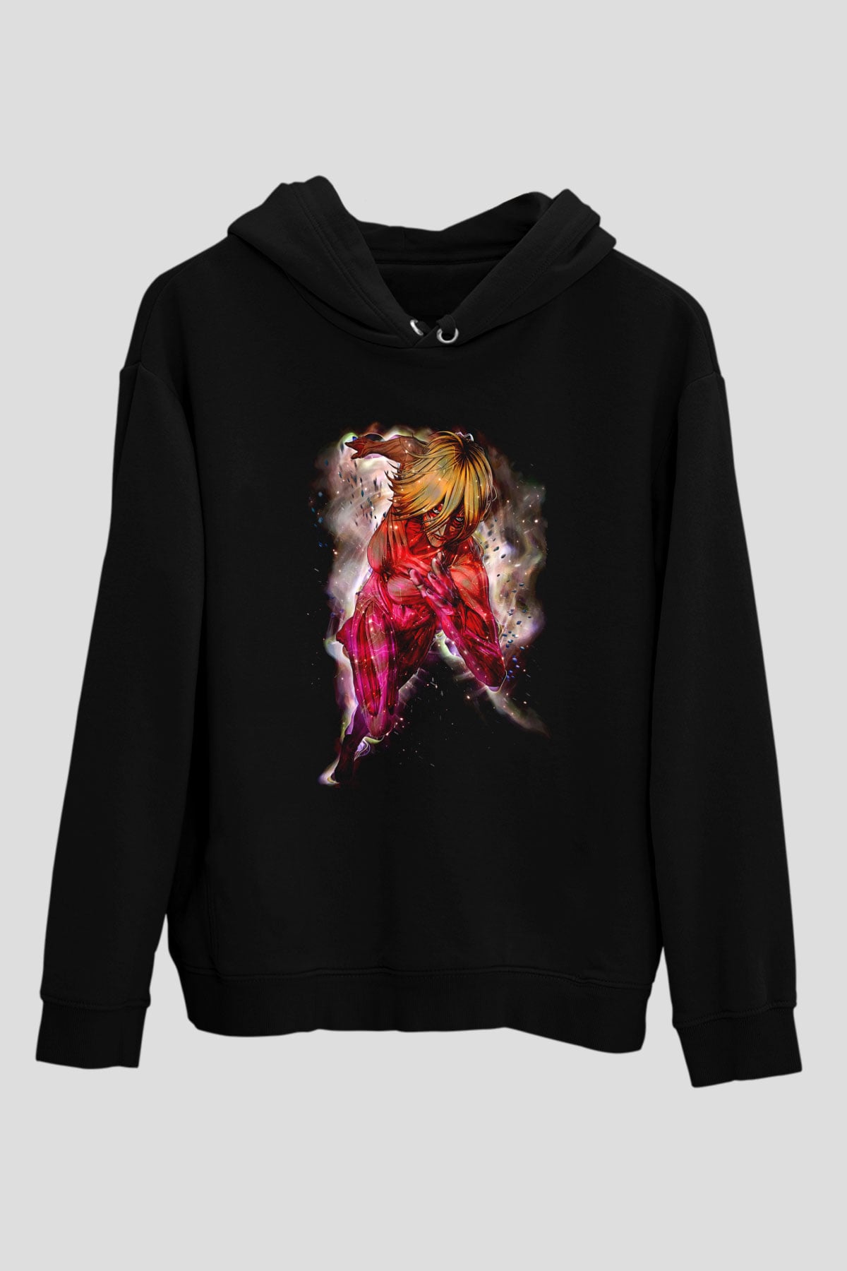 Attack On Titan Baskılı Unisex Siyah Hoodie
