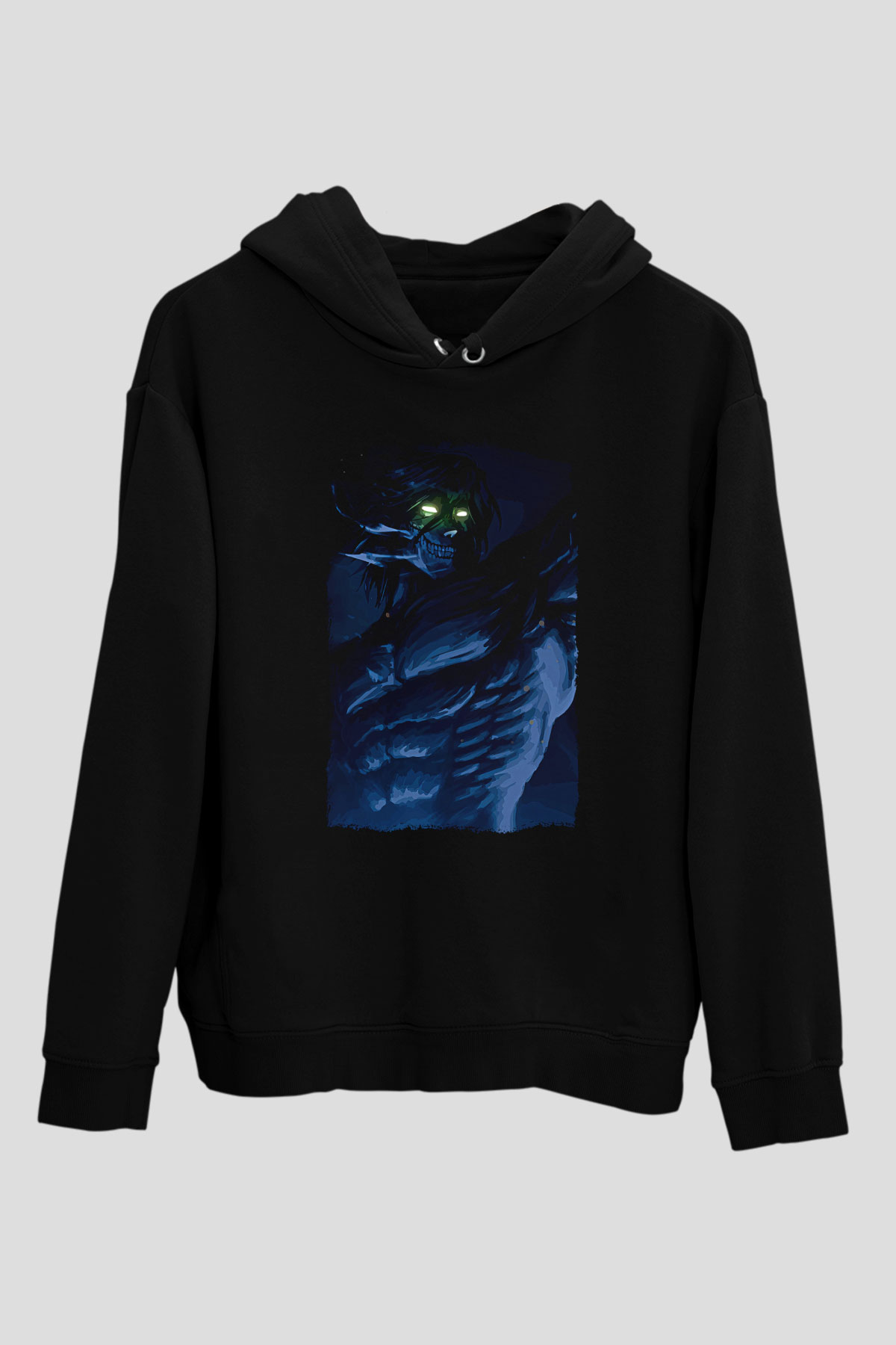 Attack On Titan Baskılı Unisex Siyah Hoodie