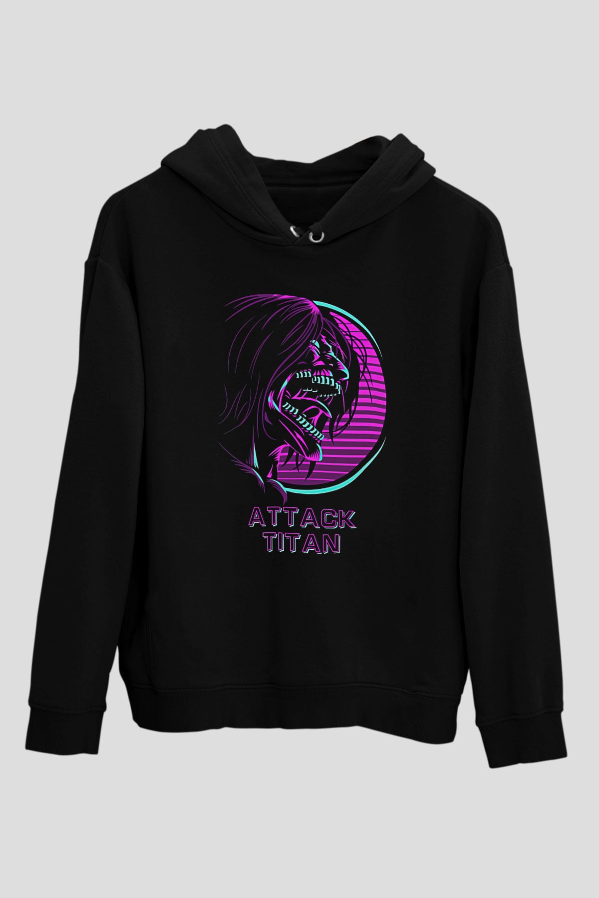 Attack On Titan Baskılı Unisex Siyah Hoodie
