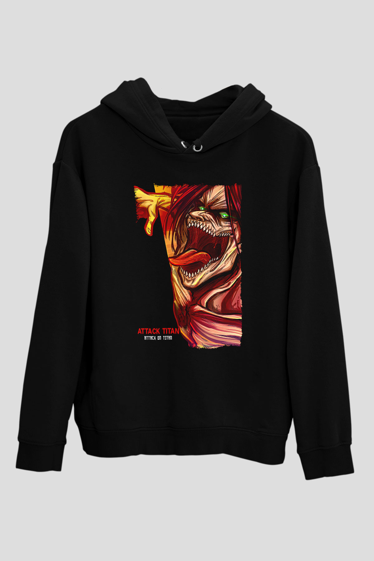 Attack On Titan Baskılı Unisex Siyah Hoodie