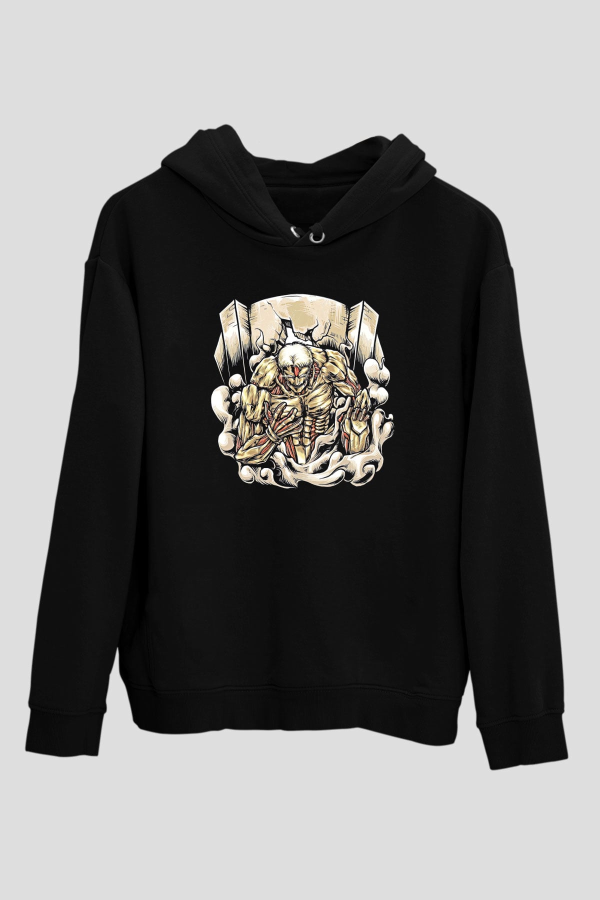 Attack On Titan Baskılı Unisex Siyah Hoodie