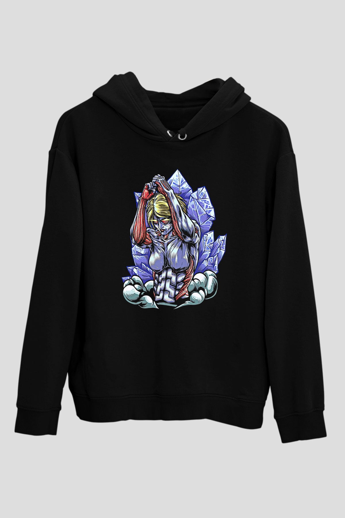 Attack On Titan Baskılı Unisex Siyah Hoodie