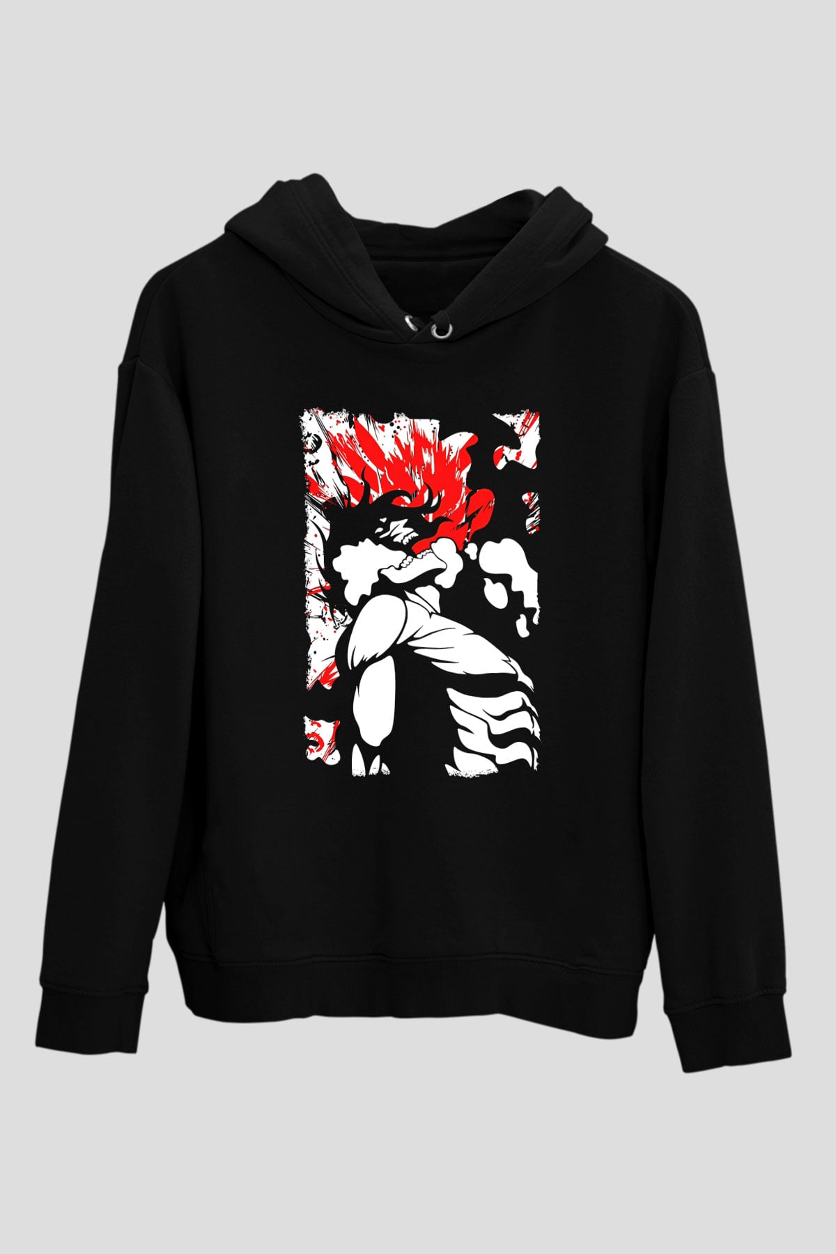 Attack On Titan Baskılı Unisex Siyah Hoodie