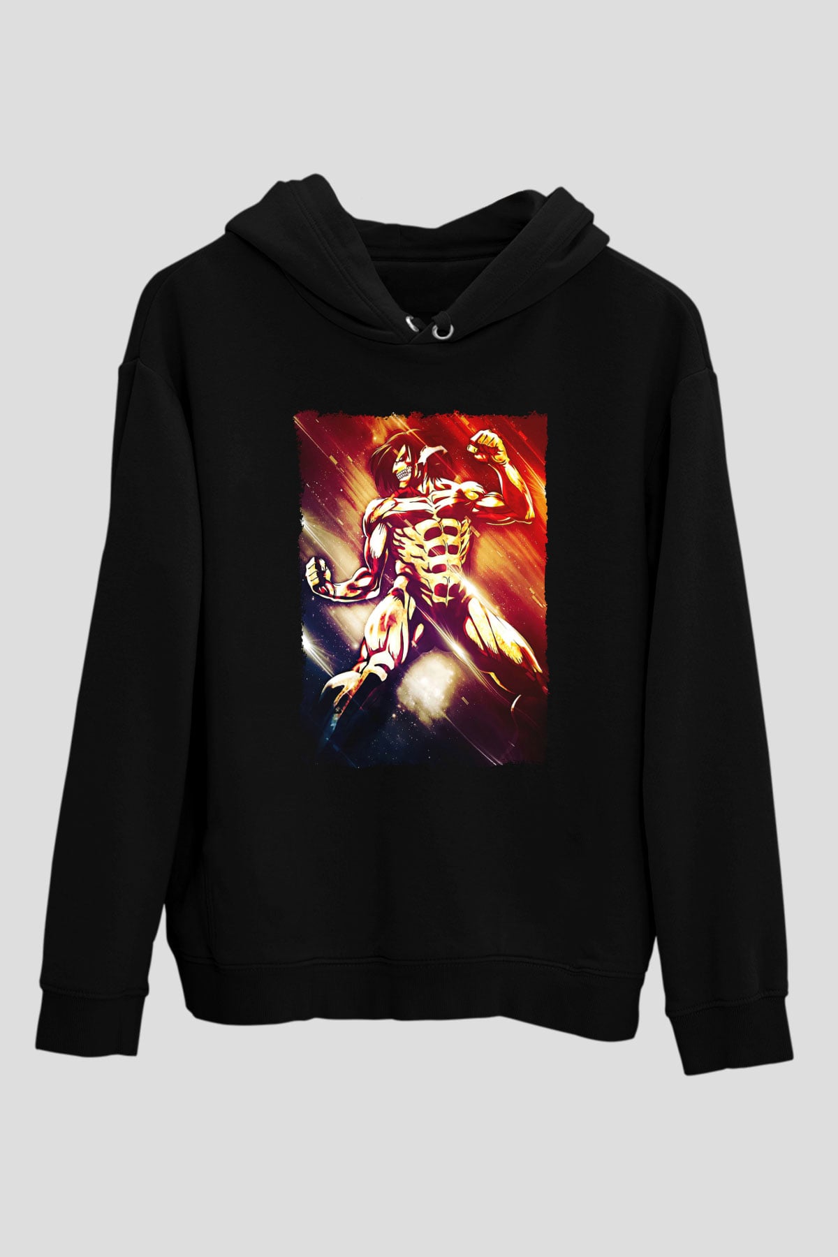 Attack On Titan Baskılı Unisex Siyah Hoodie