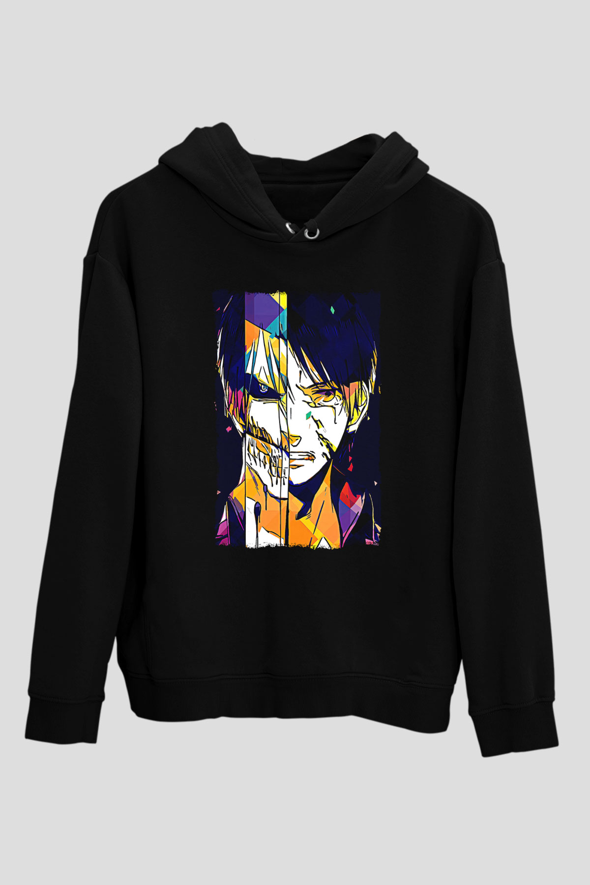 Attack On Titan Baskılı Unisex Siyah Hoodie