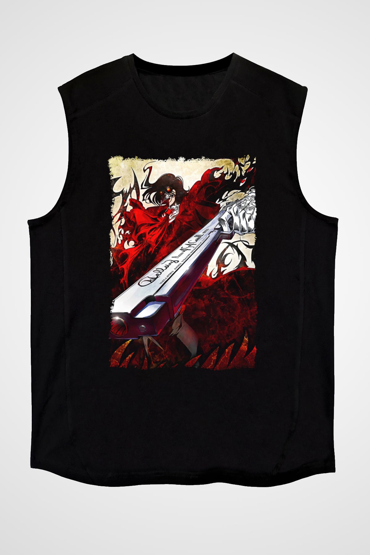 Attack On Titan Baskılı Unisex Siyah Kolsuz Tişört - Tshirt