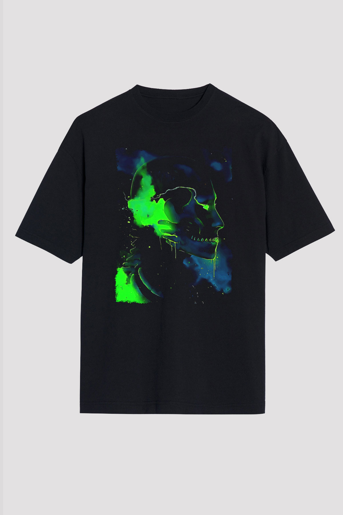 Attack On Titan Baskılı Unisex Siyah Oversize Tişört - Tshirt
