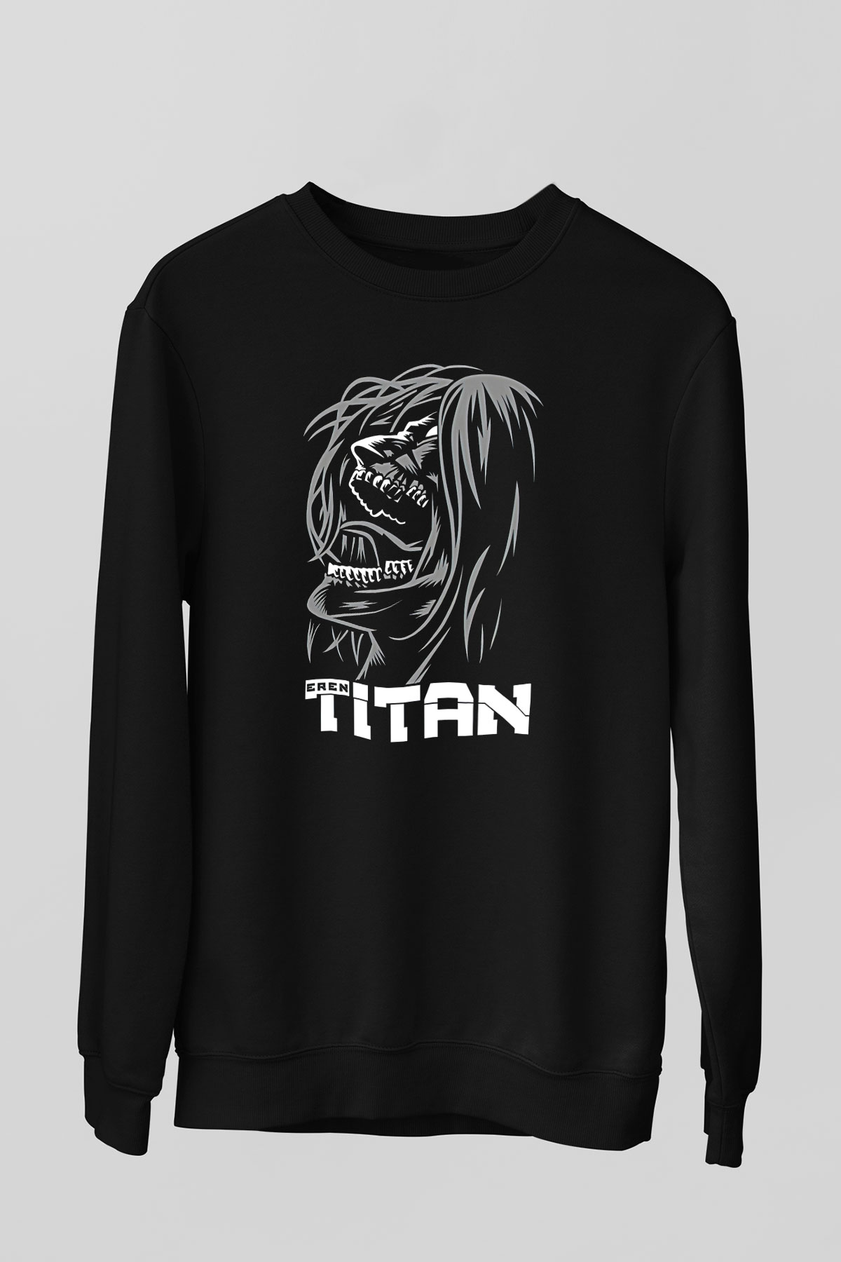Attack On Titan Baskılı Unisex Siyah Sweatshirt