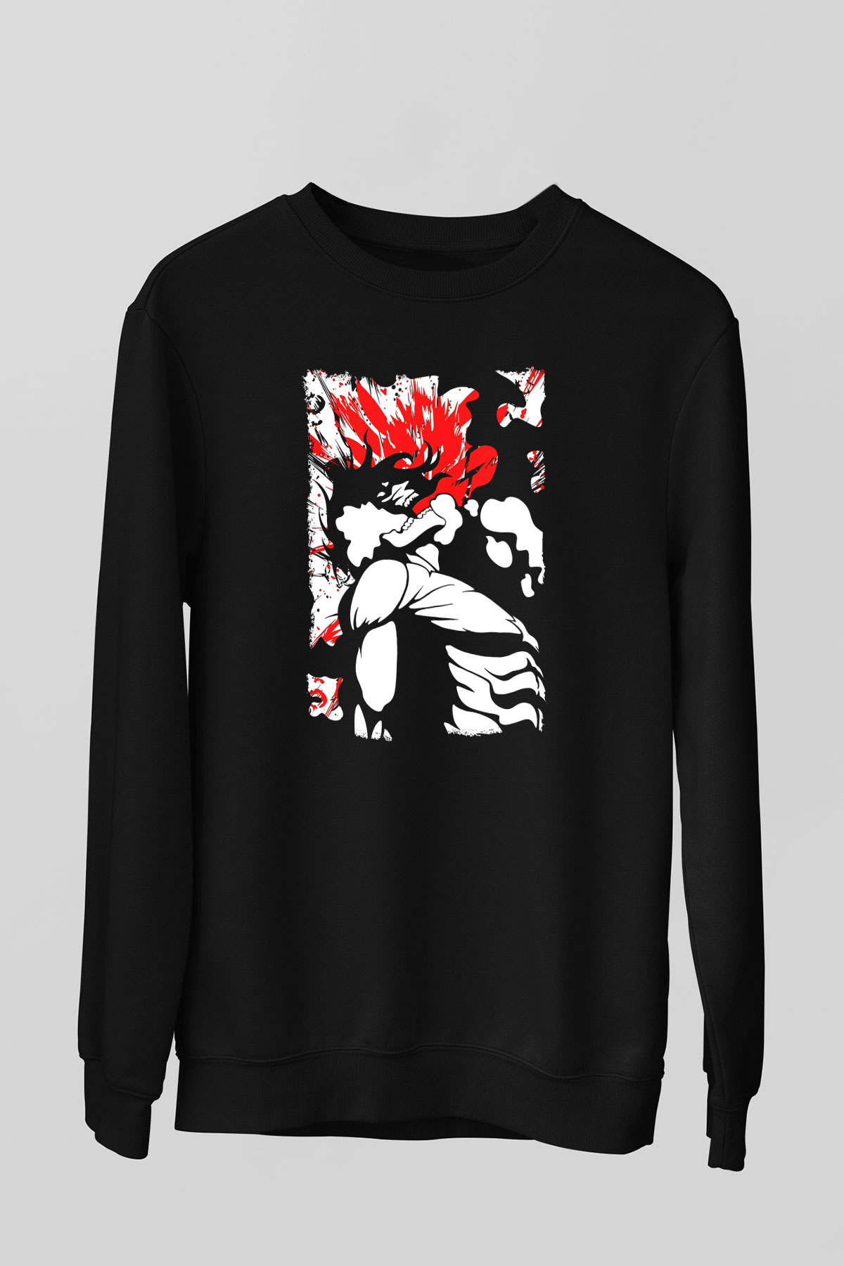 Attack On Titan Baskılı Unisex Siyah Sweatshirt