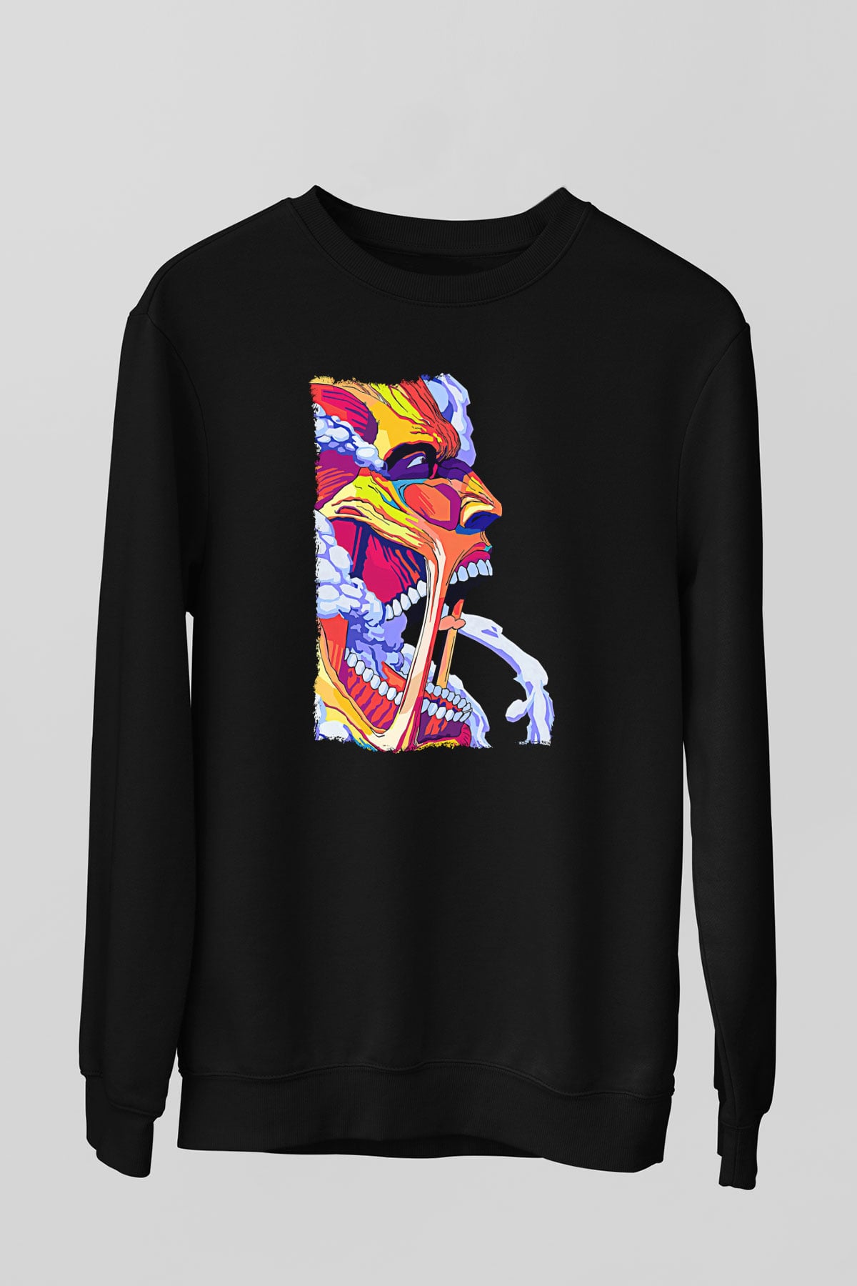 Attack On Titan Baskılı Unisex Siyah Sweatshirt