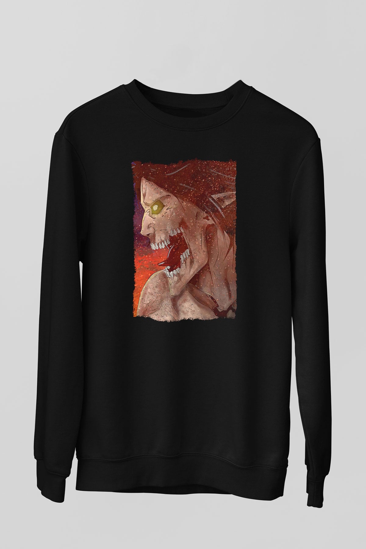 Attack On Titan Baskılı Unisex Siyah Sweatshirt