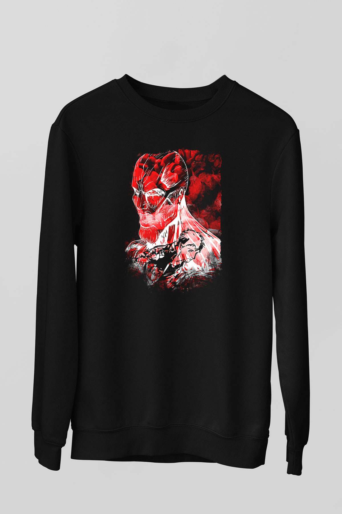 Attack On Titan Baskılı Unisex Siyah Sweatshirt