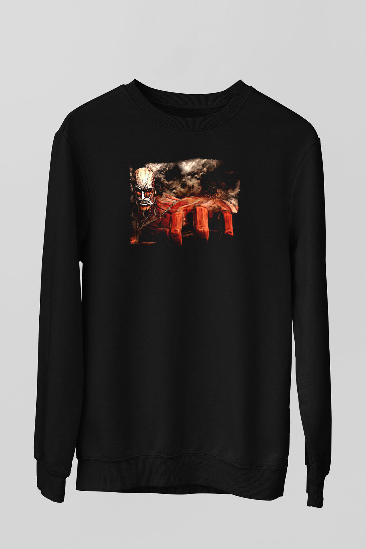 Attack On Titan Baskılı Unisex Siyah Sweatshirt