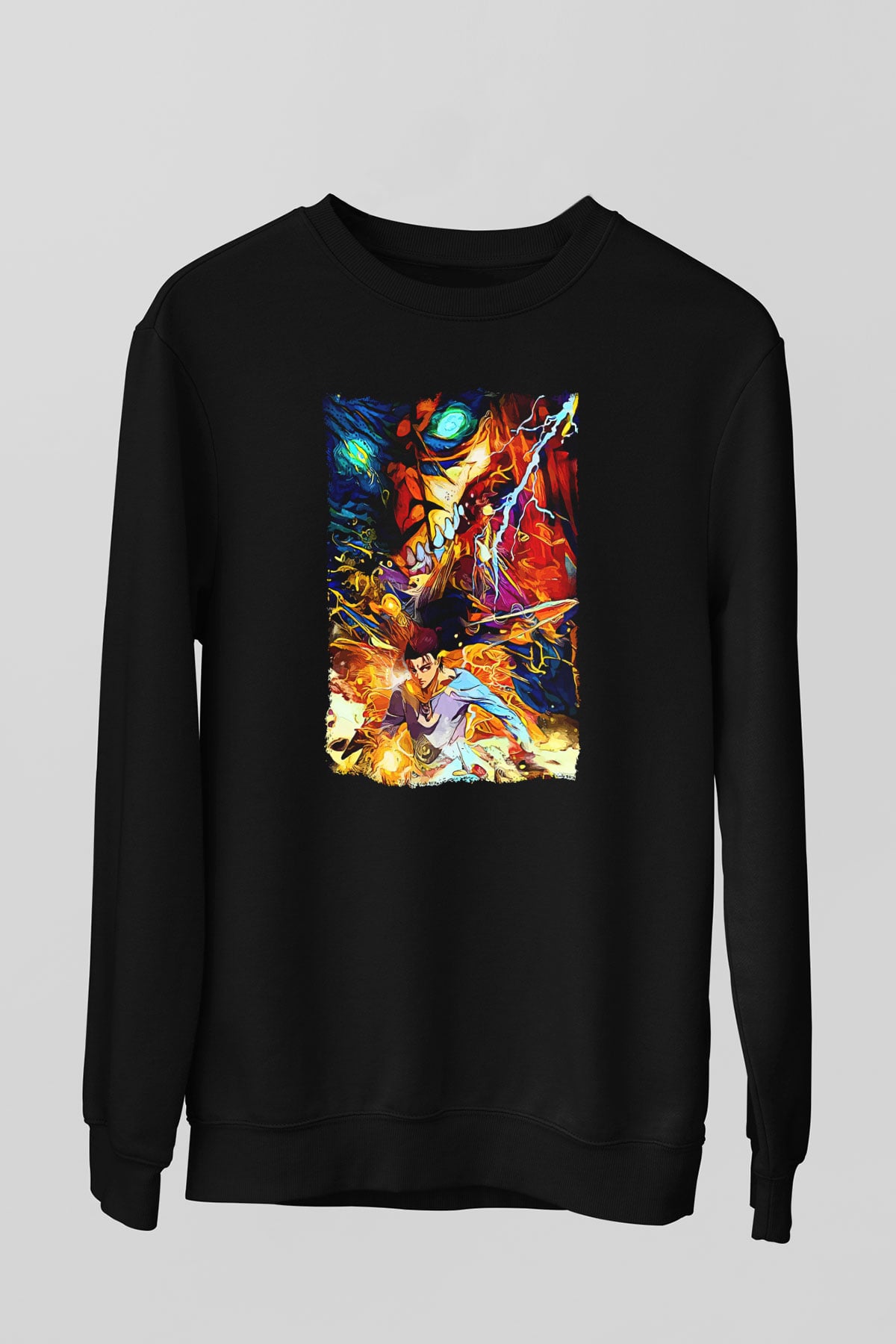 Attack On Titan Baskılı Unisex Siyah Sweatshirt