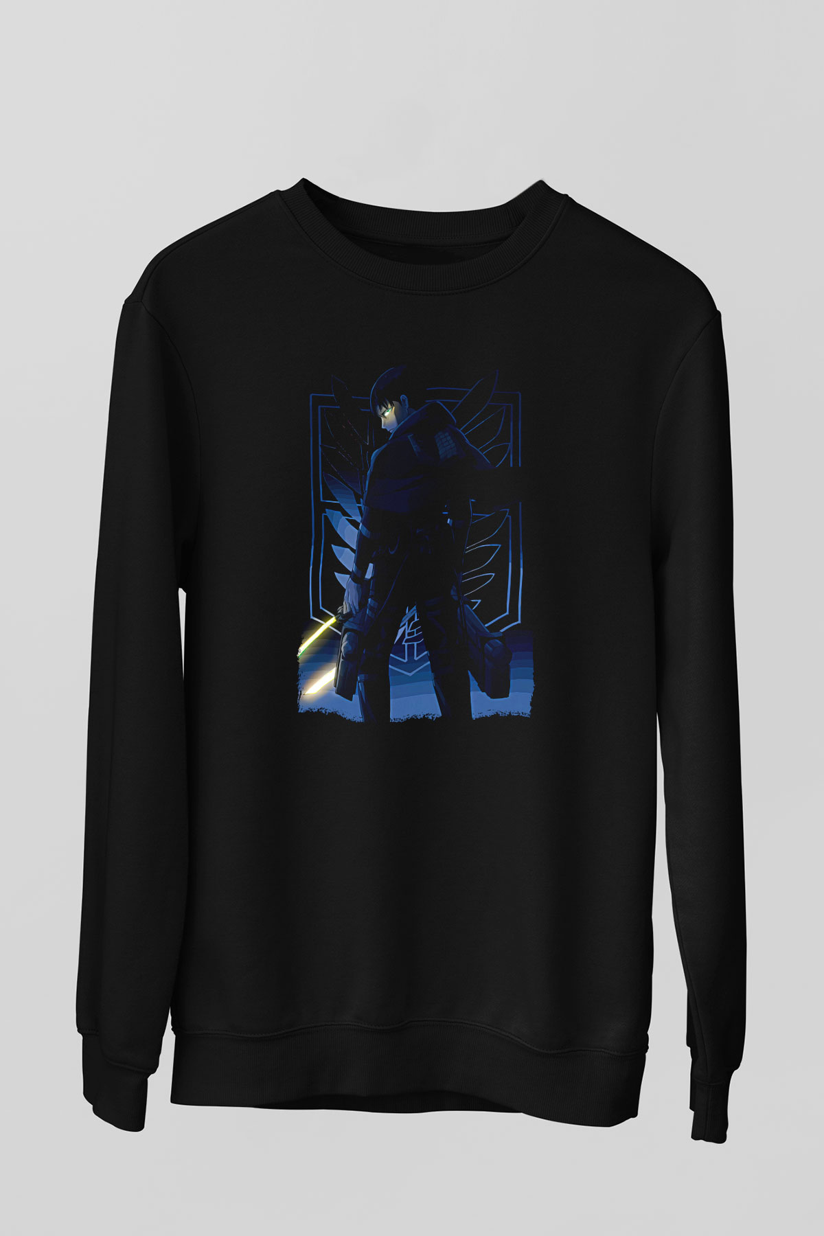 Attack On Titan Baskılı Unisex Siyah Sweatshirt
