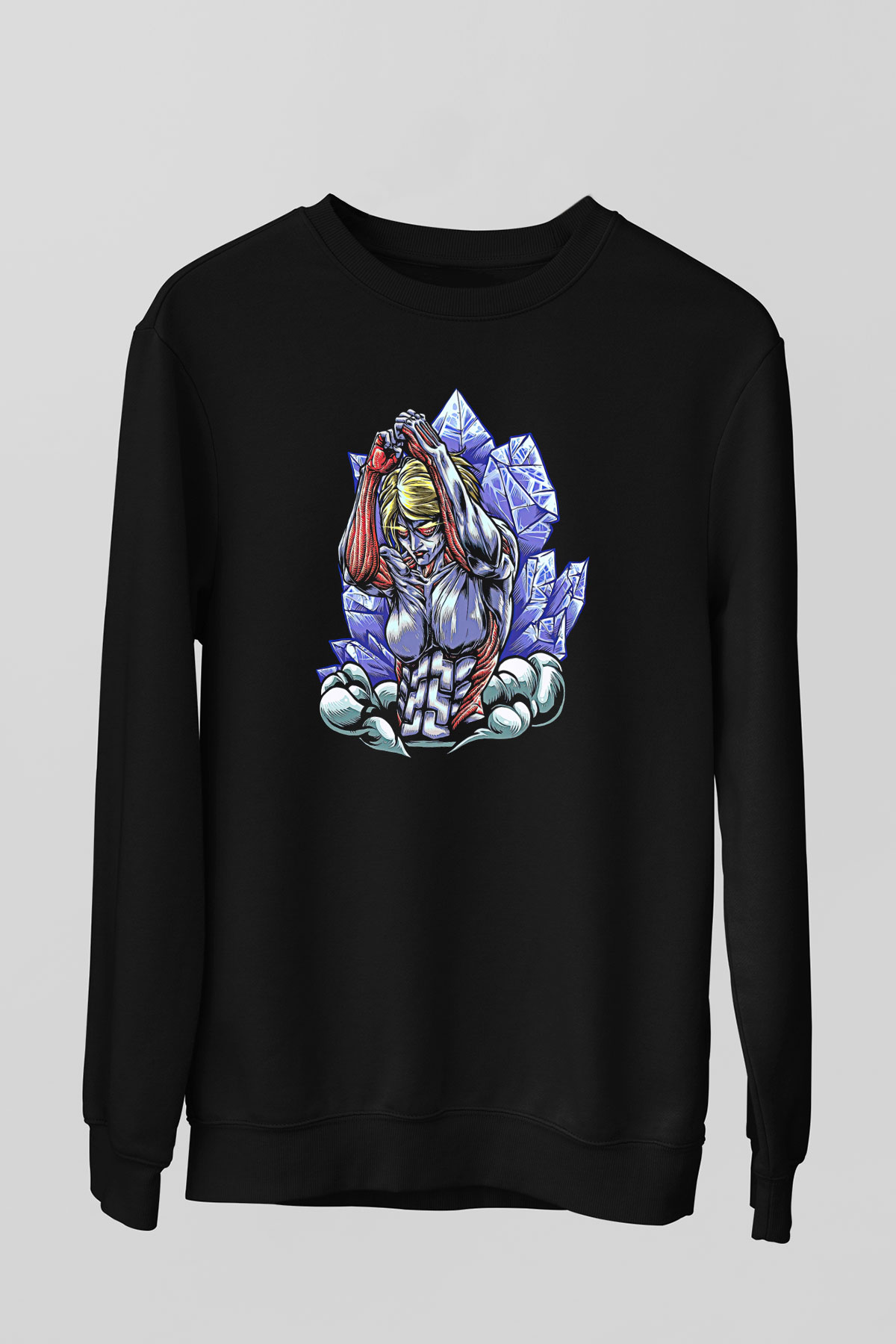 Attack On Titan Baskılı Unisex Siyah Sweatshirt