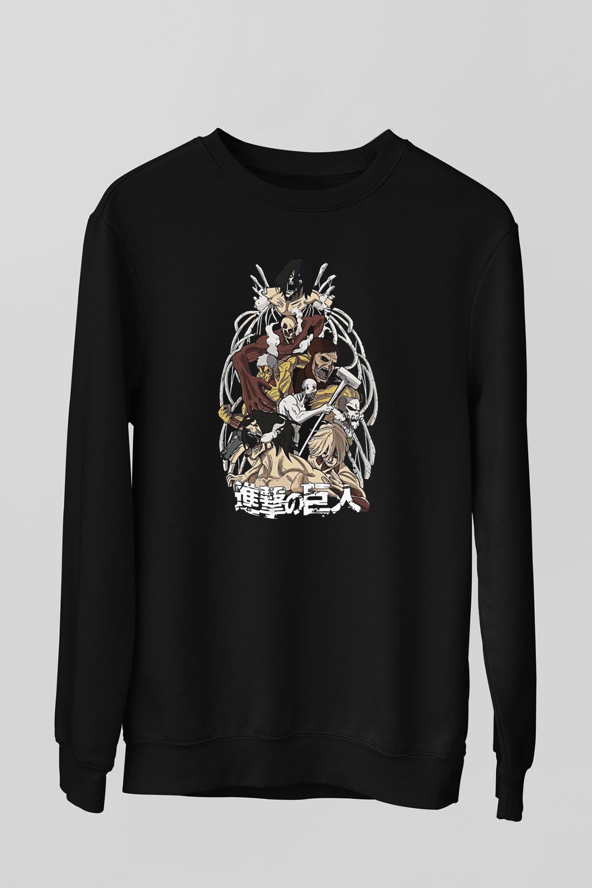 Attack On Titan Baskılı Unisex Siyah Sweatshirt
