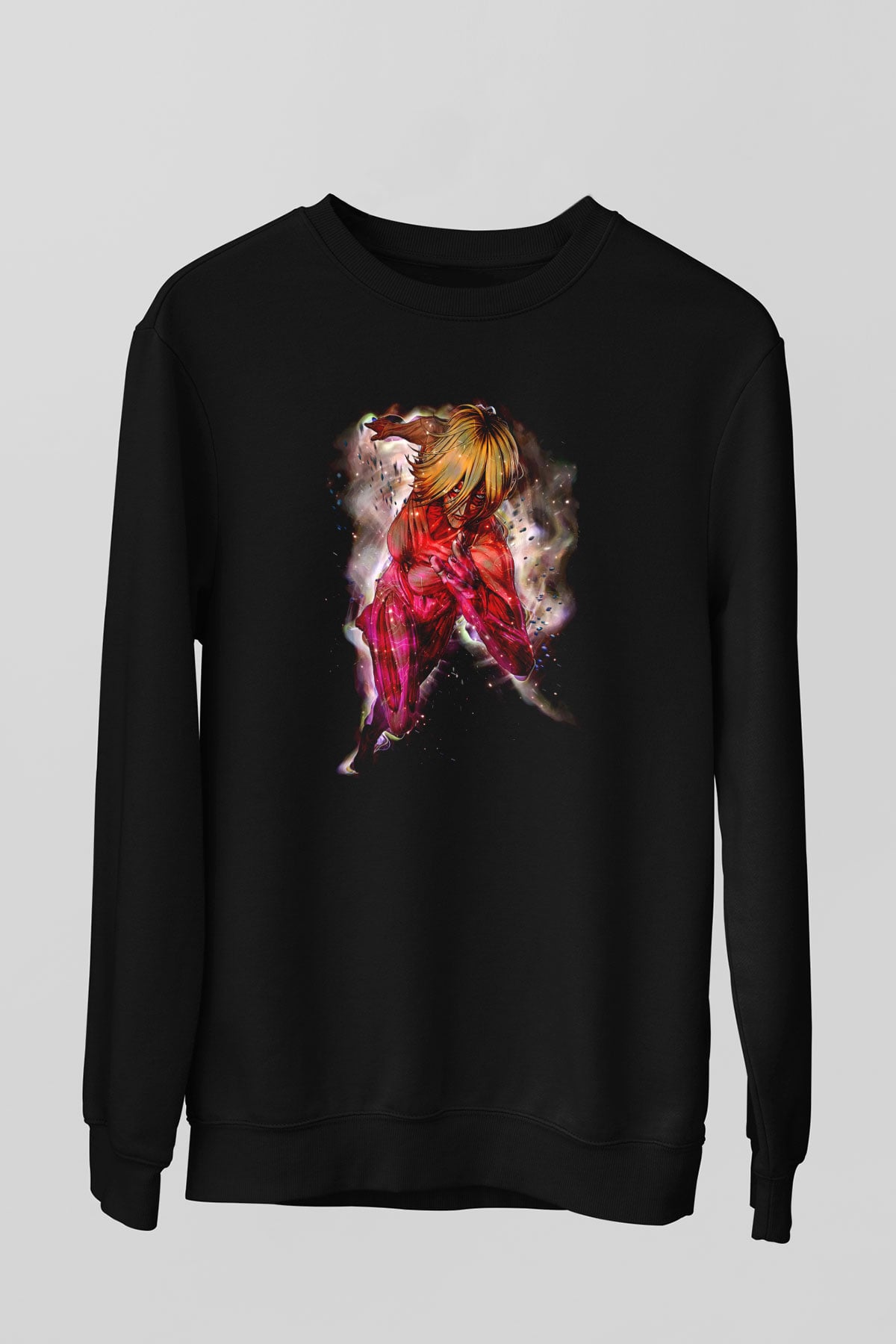 Attack On Titan Baskılı Unisex Siyah Sweatshirt