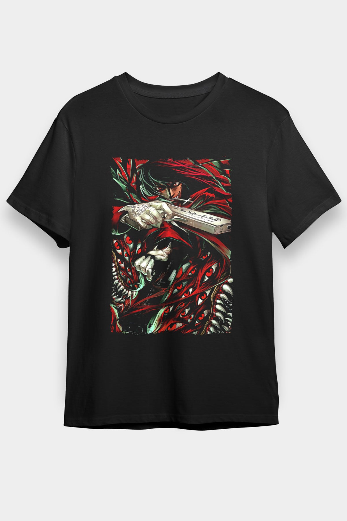 Attack On Titan Baskılı Unisex Siyah Tişört - Tshirt