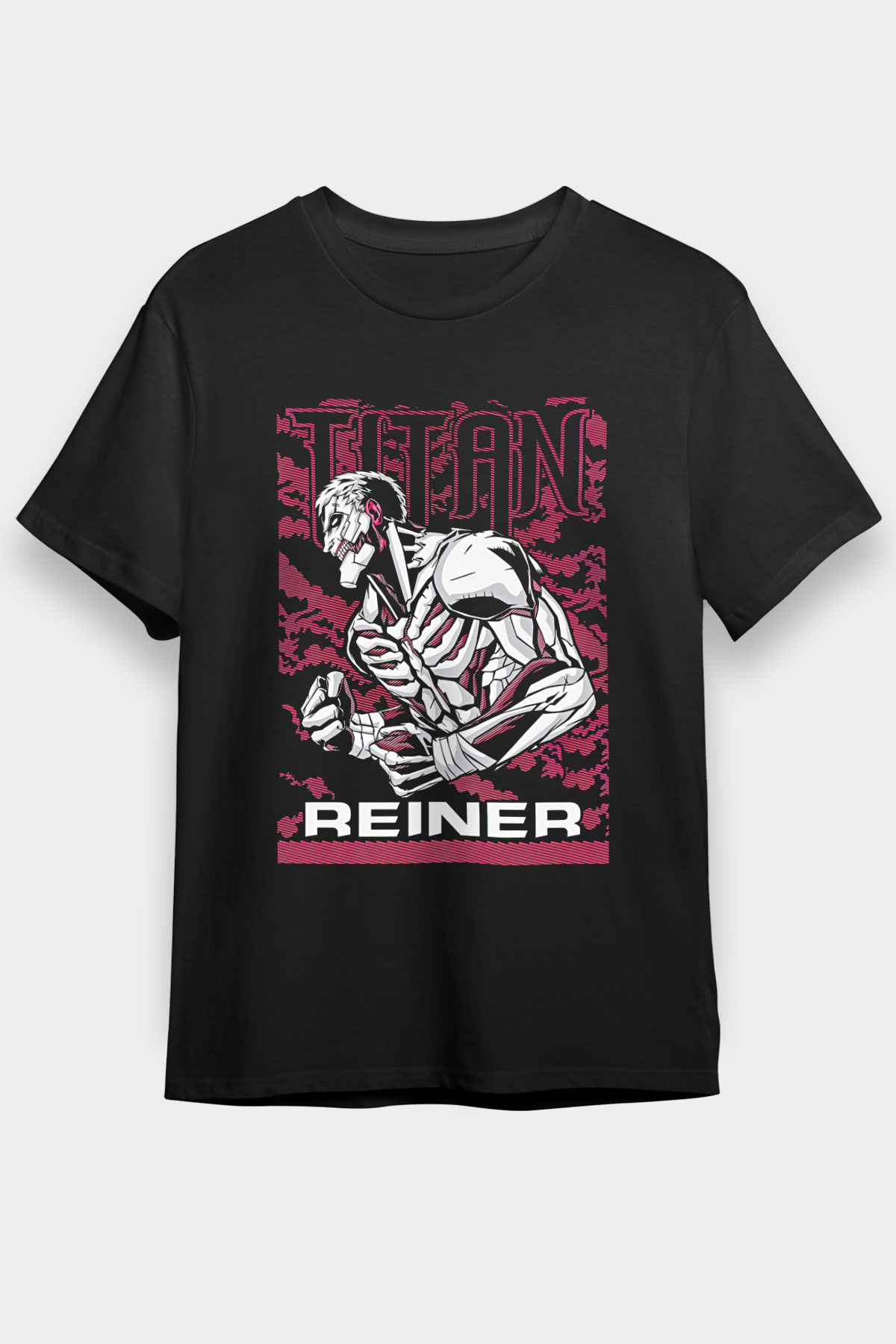 Attack On Titan Baskılı Unisex Siyah Tişört - Tshirt