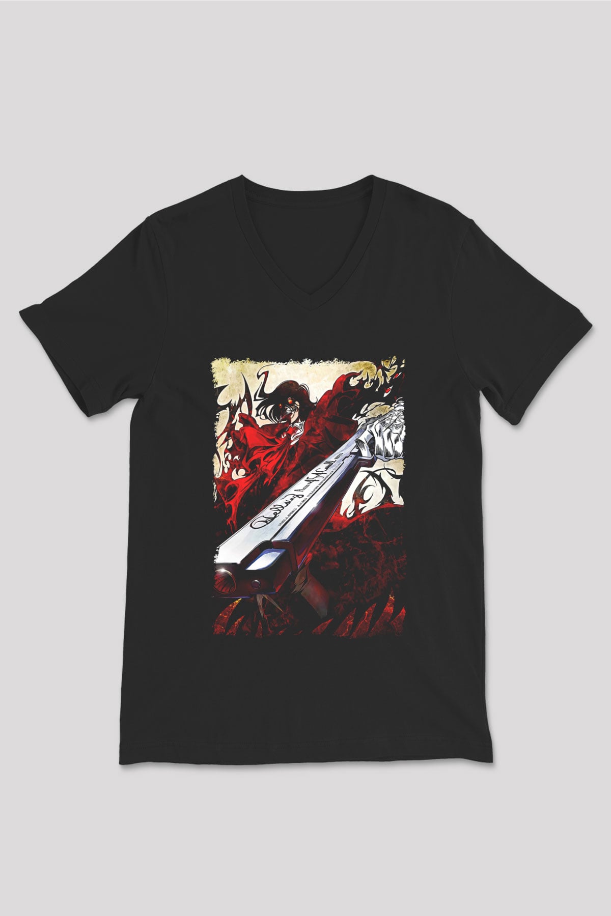 Attack On Titan Baskılı Unisex Siyah V Yaka Tişört - Tshirt