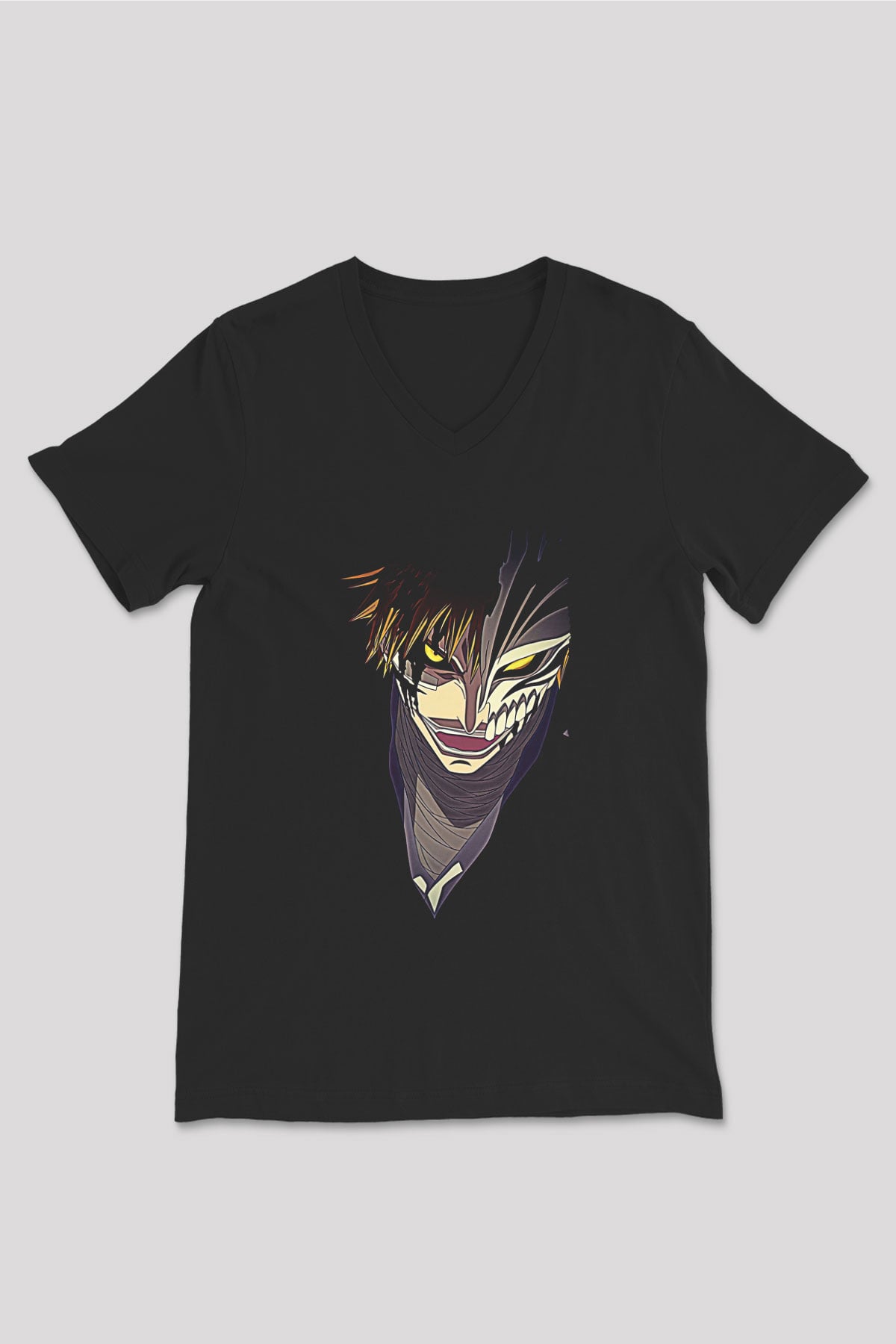 Attack On Titan Baskılı Unisex Siyah V Yaka Tişört - Tshirt