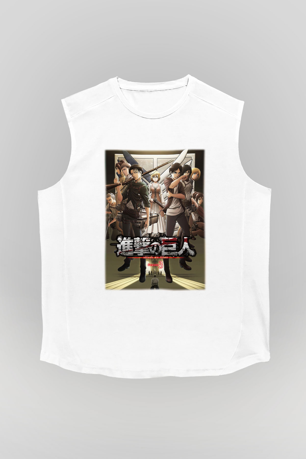 Attack on Titan Beyaz Unisex Kolsuz Tişört