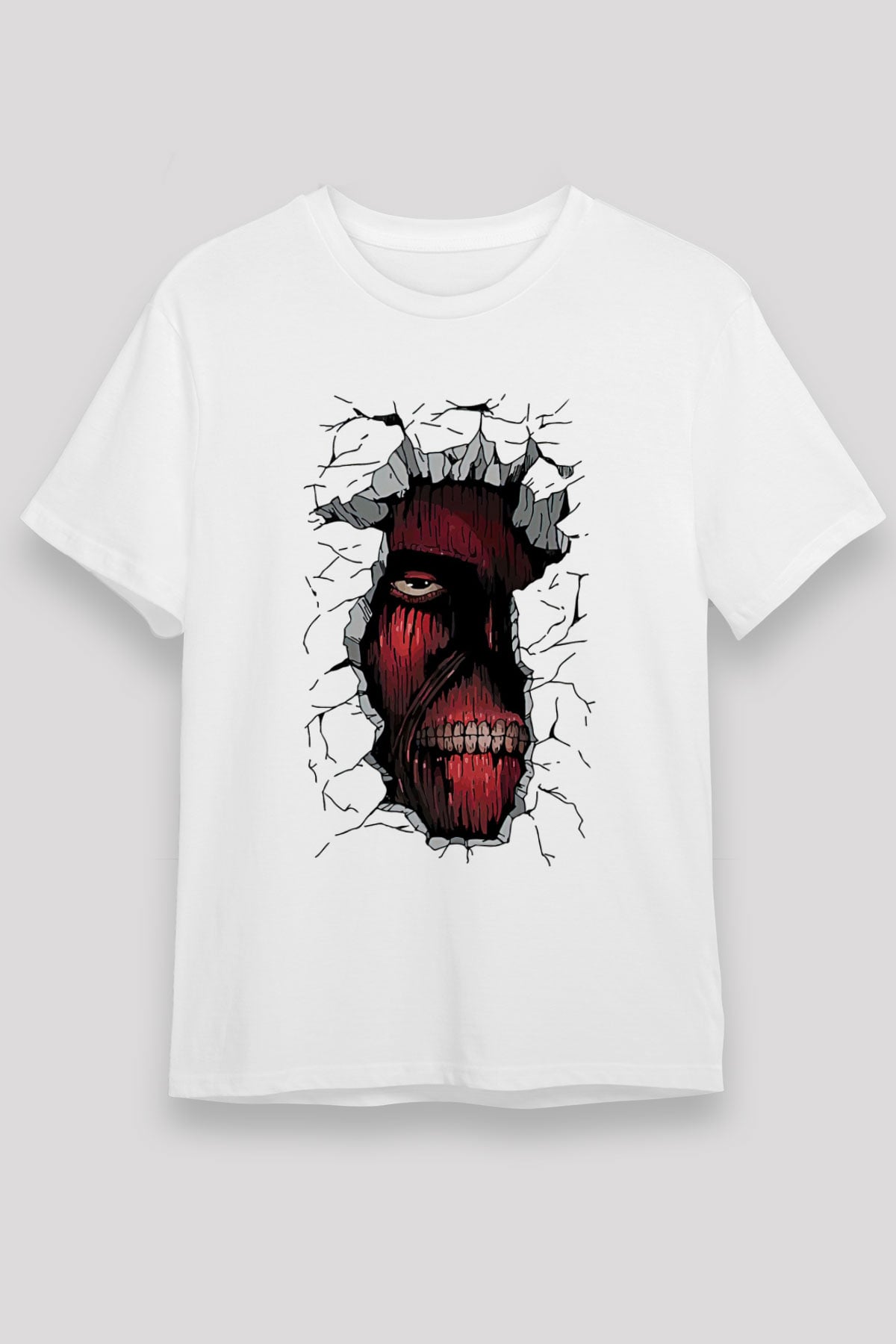 Attack On Titan Unisex Baskılı Beyaz Tişört - Tshirt