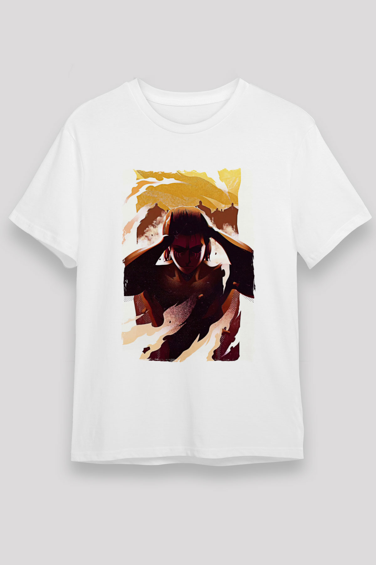 Attack On Titan Unisex Baskılı Beyaz Tişört - Tshirt