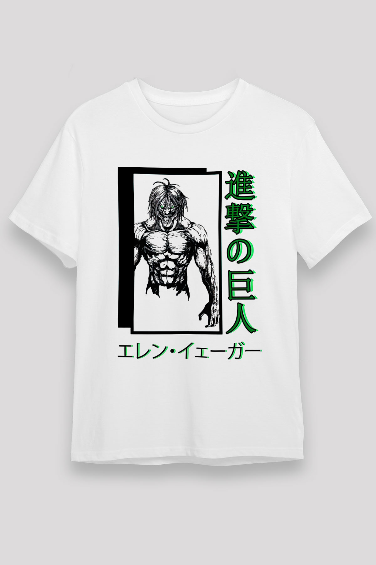 Attack On Titan Unisex Baskılı Beyaz Tişört - Tshirt