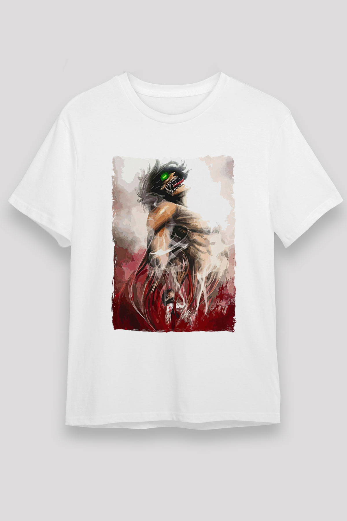 Attack On Titan Unisex Baskılı Beyaz Tişört - Tshirt