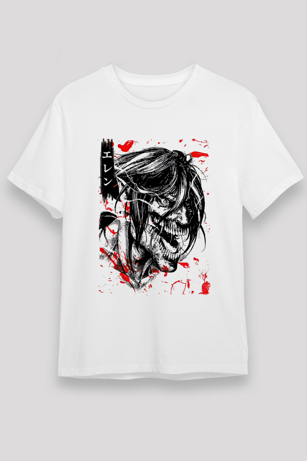 Attack On Titan Unisex Baskılı Beyaz Tişört - Tshirt