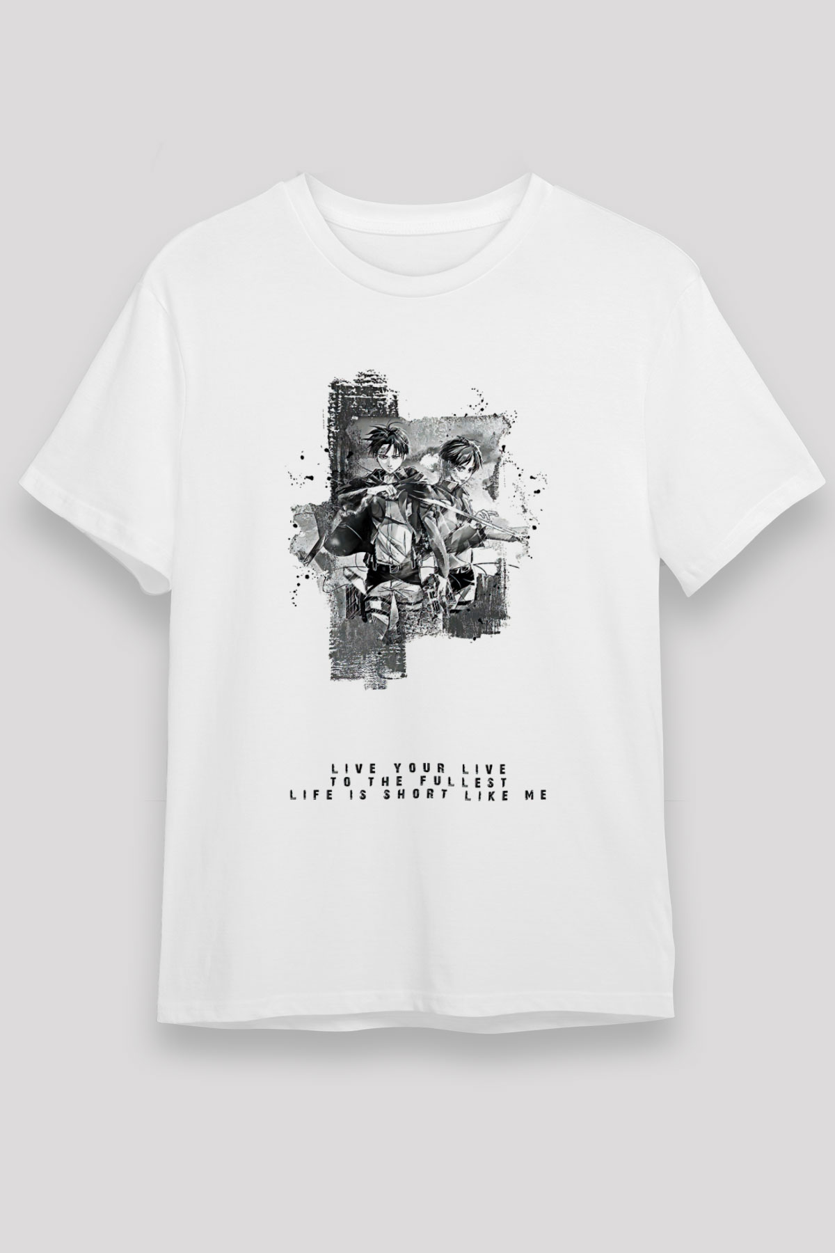 Attack On Titan Unisex Baskılı Beyaz Tişört - Tshirt
