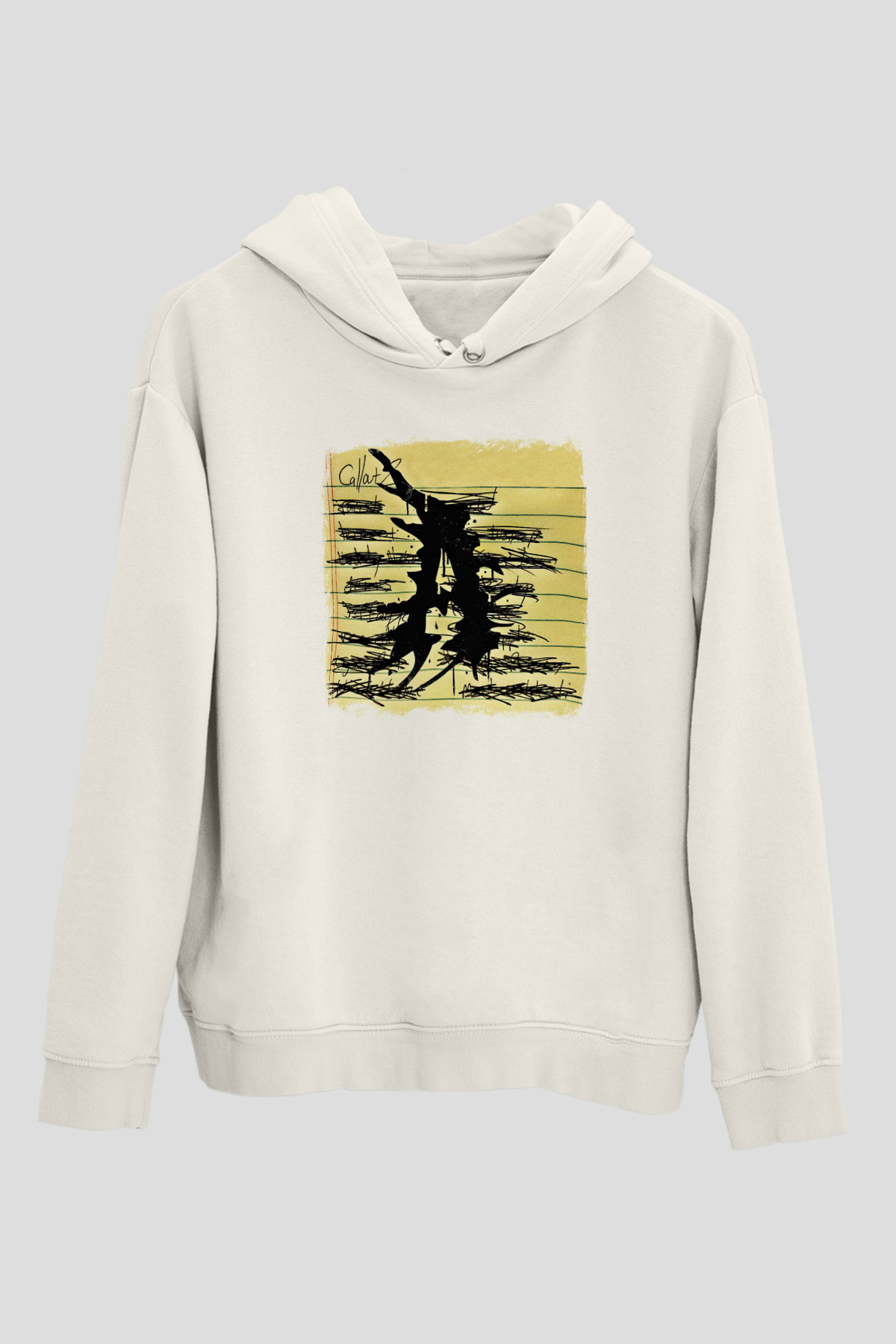 Attila Baskılı Unisex Beyaz Hoodie