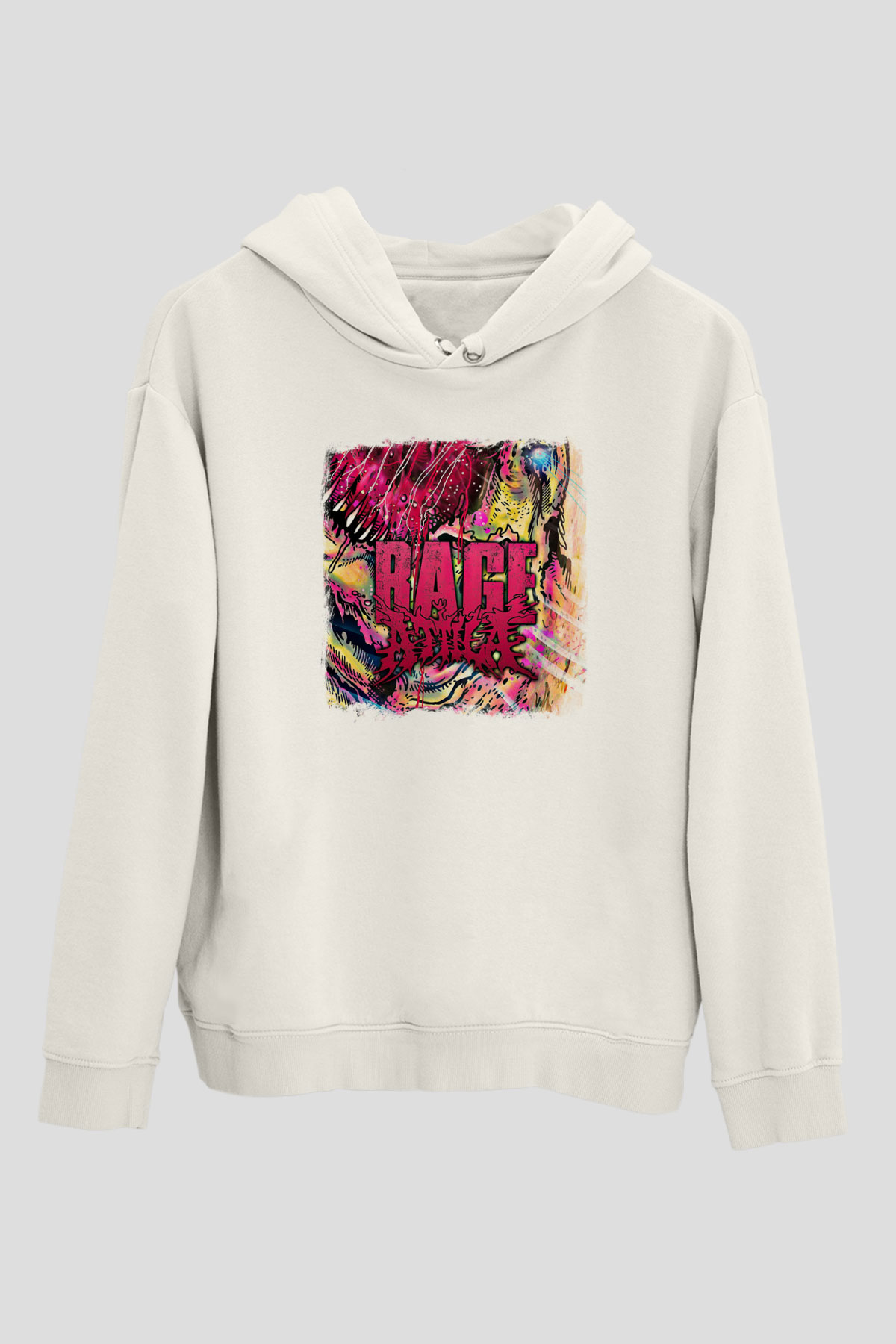 Attila Baskılı Unisex Beyaz Hoodie