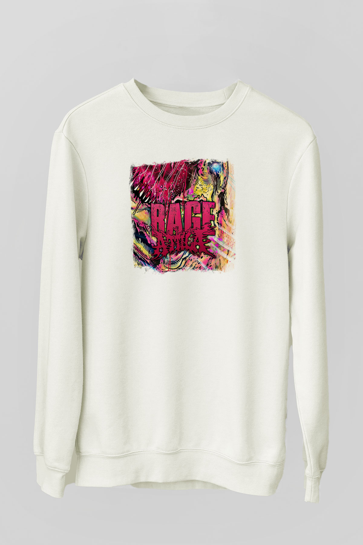 Attila Baskılı Unisex Beyaz Sweatshirt