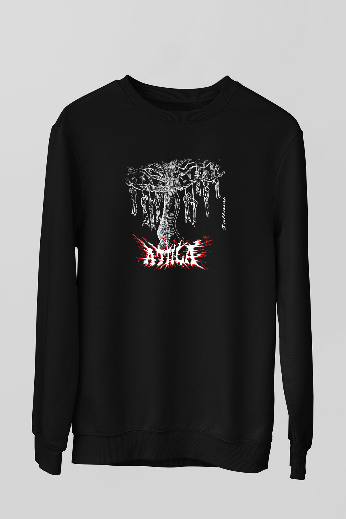 Attila Baskılı Unisex Siyah Sweatshirt