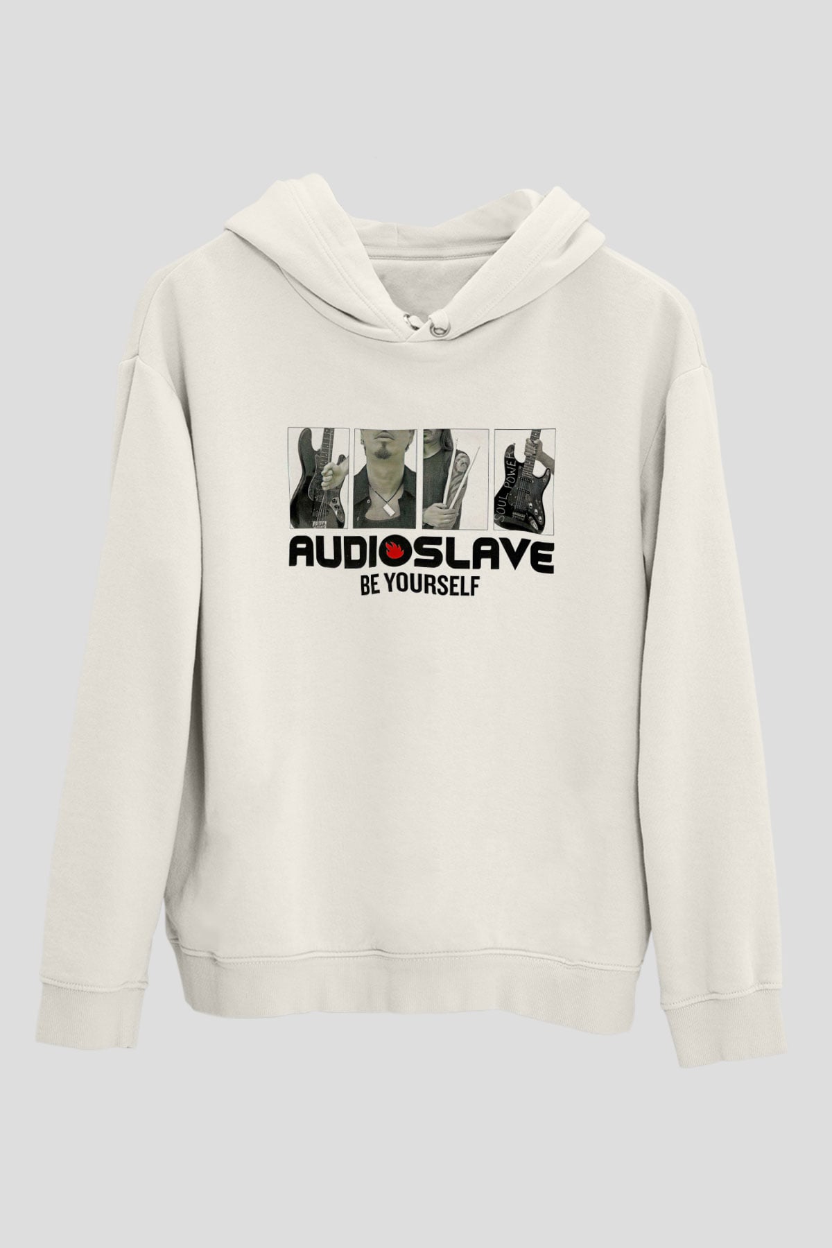 Audioslave Baskılı Beyaz Unisex Kapüşonlu Sweatshirt