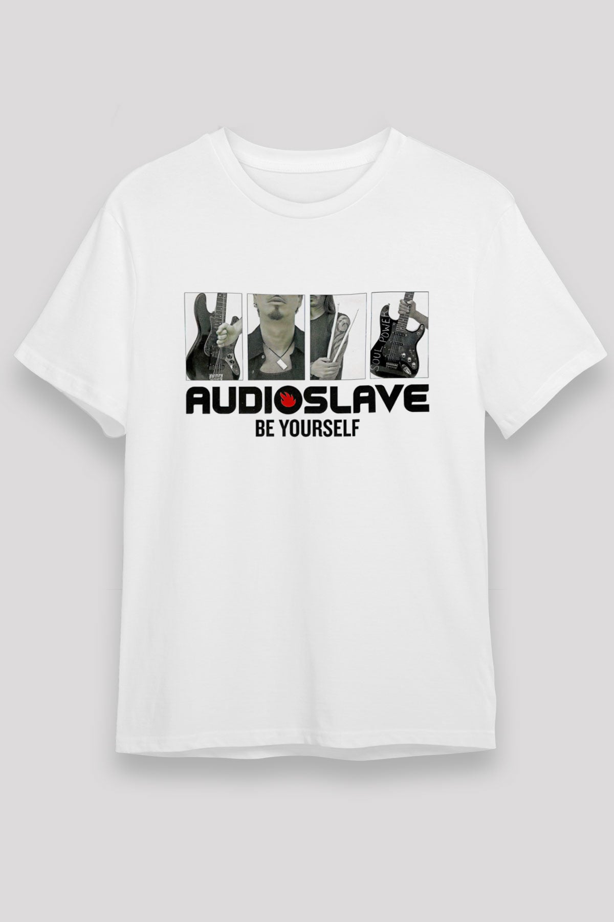 Audioslave Baskılı Unisex Beyaz Tişört - Tshirt