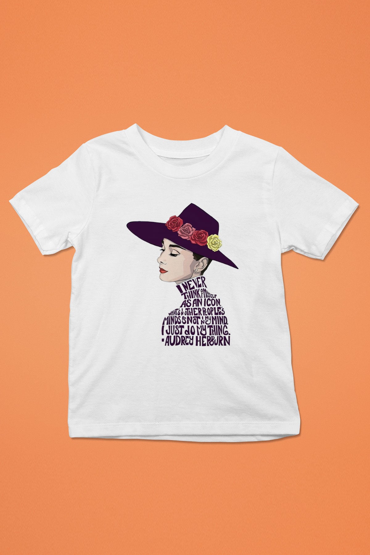 Audrey Hepburn Baskılı Beyaz Unisex Çocuk Tişört